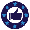 A thumbs up logo