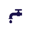 A simple logo of water dripping from a faucet