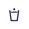 A logo of water in a cup