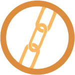 A simple logo of an orange chain
