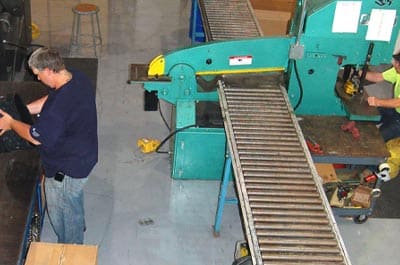 A top down view of the manufacturing shop