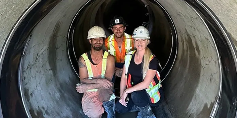 Three people who have installed HydraTite over joints inside a pipe