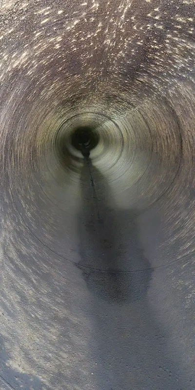 An internal view of a penstock pipeline