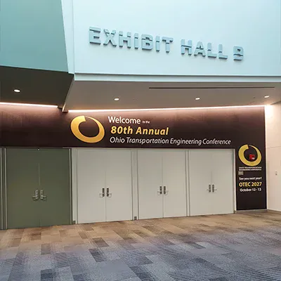 A set of doors leading into the exhibitor hall at OTEC 2026